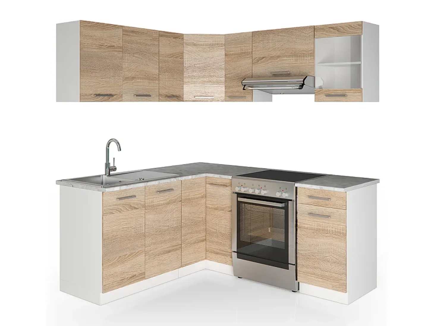 Cocina esquinera sonoma/blanco 187x60x81.6 rick
