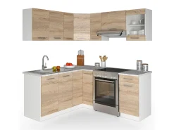 Cocina esquinera sonoma/blanco 187x60x81.6 rick