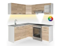 Cocina esquinera sonoma/blanco 187x60x81.6 rick