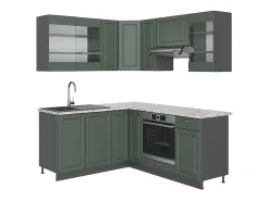 Cocina esquinera verde-dorado casa de campo/antracita 190x60x81.6 fame-line