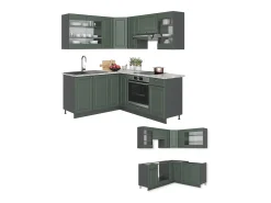 Cocina esquinera verde-dorado casa de campo/antracita 190x60x81.6 fame-line