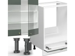 Cocina esquinera verde-dorado casa de campo/blanco 347x60x81.6 fame-line
