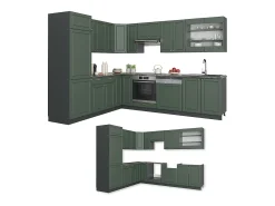 Cocina esquinera verde-dorado casa de campo/antracita 287x46x81.6 fame-line