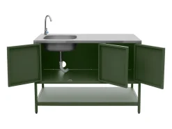 Cocina exterior 2 módulos acero inoxidable verde
