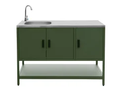 Cocina exterior 2 módulos acero inoxidable verde