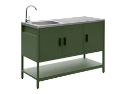 Cocina exterior 2 módulos acero inoxidable verde