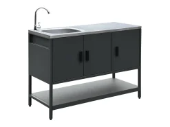 Cocina exterior 2 módulos acero inoxidable negro