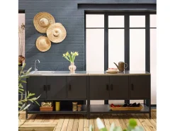 Cocina exterior 2 módulos acero inoxidable negro