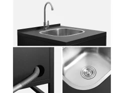 Cocina exterior 6 módulos acero inoxidable negro