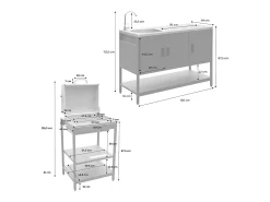 Cocina exterior 2 módulos acero inoxidable barbacoa de carbón con