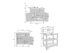 Cocina exterior completa de acero inoxidable de 6 módulos negro