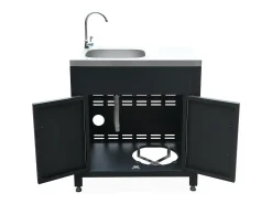 Cocina exterior completa de acero inoxidable de 6 módulos negro