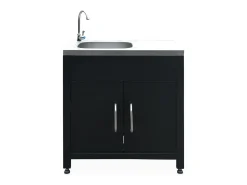 Cocina exterior completa de acero inoxidable de 6 módulos negro