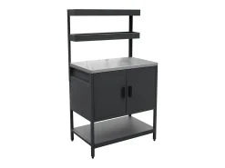 Cocina exterior de 3 módulos en acero inoxidable negro