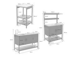 Cocina exterior de 3 módulos en acero inoxidable negro