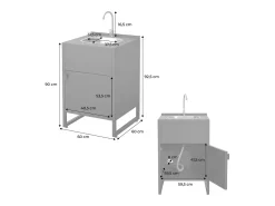 Cocina exterior de acero con fregadero y 1 puerta, 60cm negro