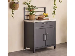 Cocina exterior de acero 1 cajón y 2 puertas, 80cm negro