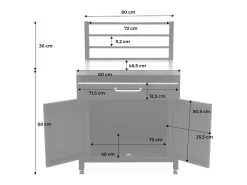 Cocina exterior de acero 1 cajón y 2 puertas, 80cm negro
