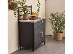 Cocina exterior de acero 1 cajón y 2 puertas, 80cm negro