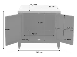 Cocina exterior de acero, 80cm negro