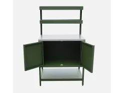 Cocina exterior de acero con 2 estanterías colgantes y 2 puertas, 80cm