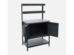 Cocina exterior de acero con 2 estanterías colgantes y 2 puertas, 80cm