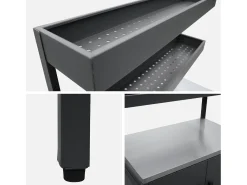 Cocina exterior de acero con 2 estanterías colgantes y 2 puertas, 80cm