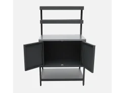 Cocina exterior de acero con 2 estanterías colgantes y 2 puertas, 80cm