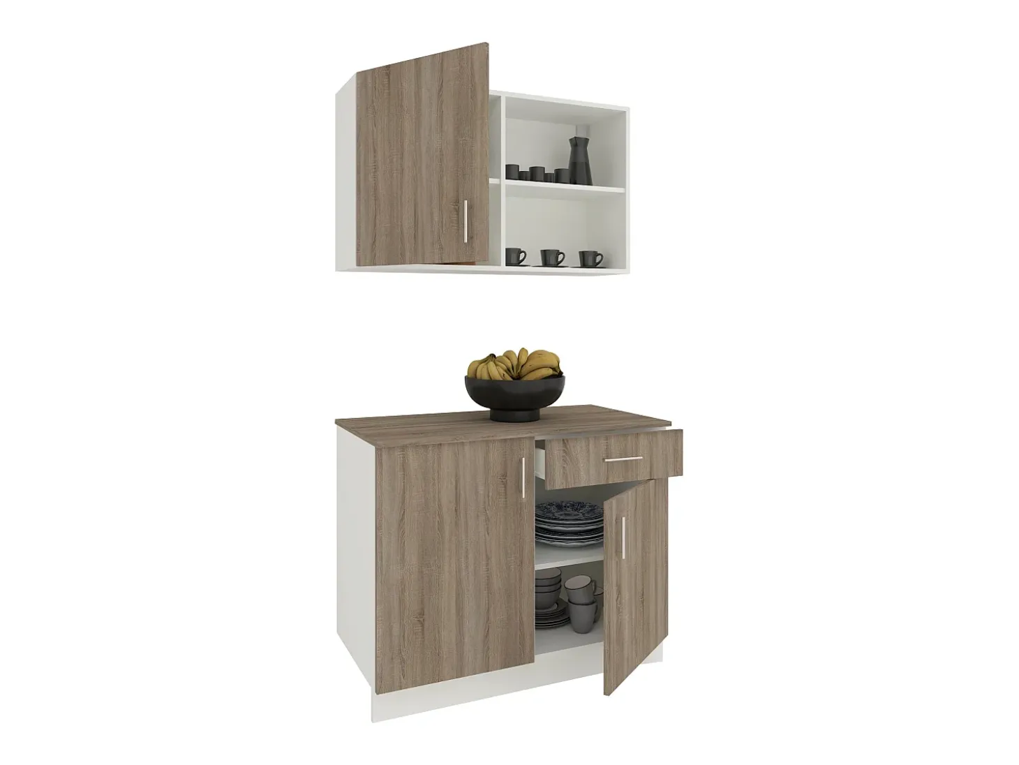 Cocina Liz haaus, Roble Sonoma Oscuro/Blanco, L 100 cm