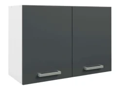 Cocina modular Vetro melamina blanco y gris encimera blanca 180 cm