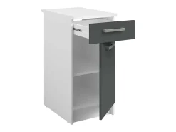 Cocina modular Vetro melamina blanco y gris encimera blanca 180 cm