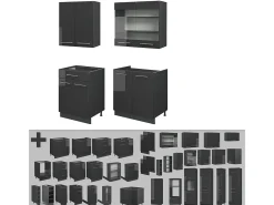 Cocina para solteros antracita alto brillo 140x60x81.6 fame-line