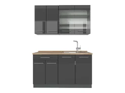 Cocina para solteros antracita alto brillo 140x60x81.6 fame-line