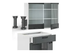Cocina para solteros antracita casa de campo/blanco 140x60x81.6 fame-line