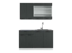Cocina para solteros antracita casa de campo/blanco 140x60x81.6 fame-line
