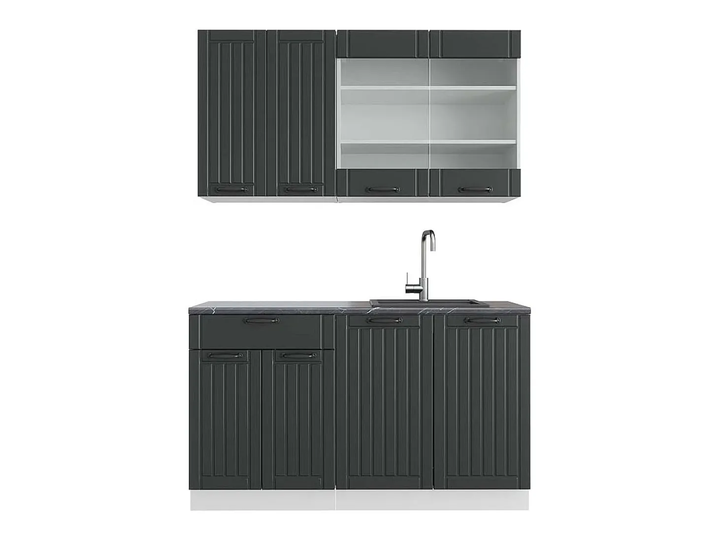 Cocina para solteros antracita casa de campo/blanco 140x60x81.6 fame-line