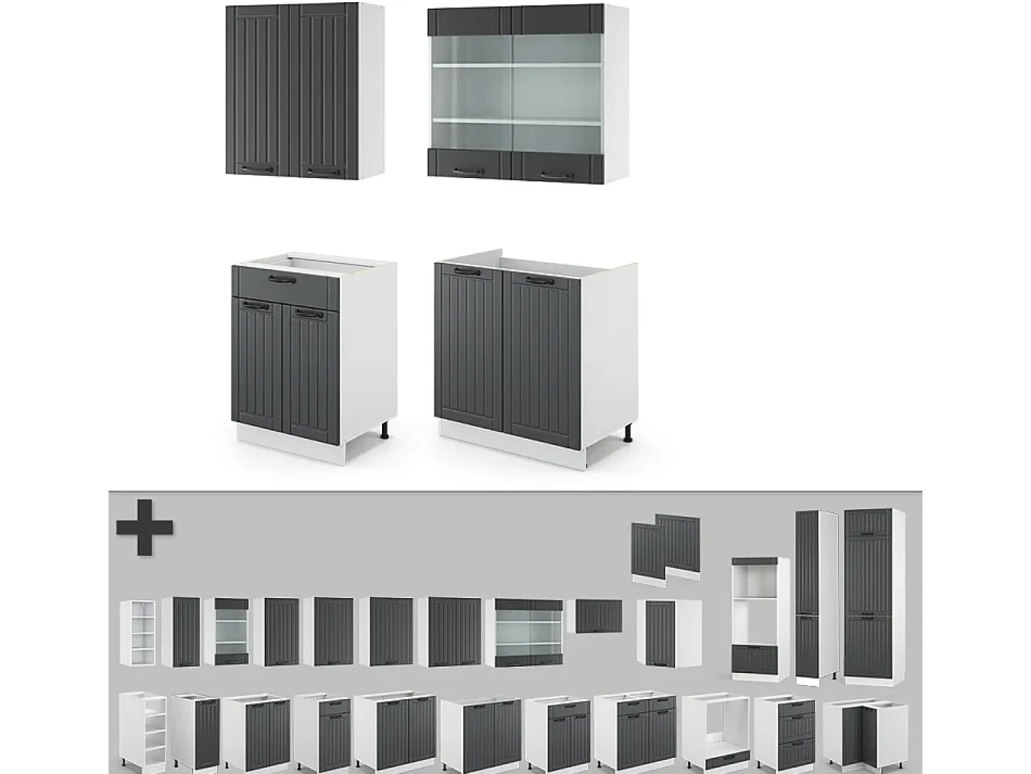 Cocina para solteros antracita casa de campo/blanco 140x60x81.6 fame-line