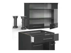 Cocina para solteros antracita alto brillo 140x46x81.6 fame-line