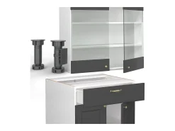 Cocina para solteros antracita-oro/blanco 140x60x81.6 fame-line