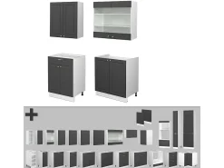 Cocina para solteros antracita-oro/blanco 140x60x81.6 fame-line