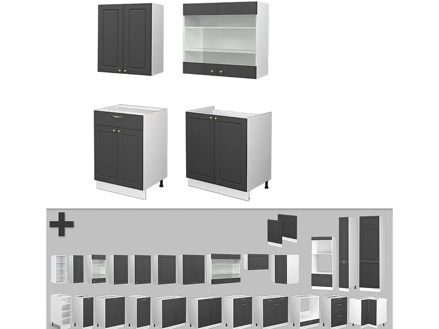 Cocina para solteros antracita-oro/blanco 140x60x81.6 fame-line