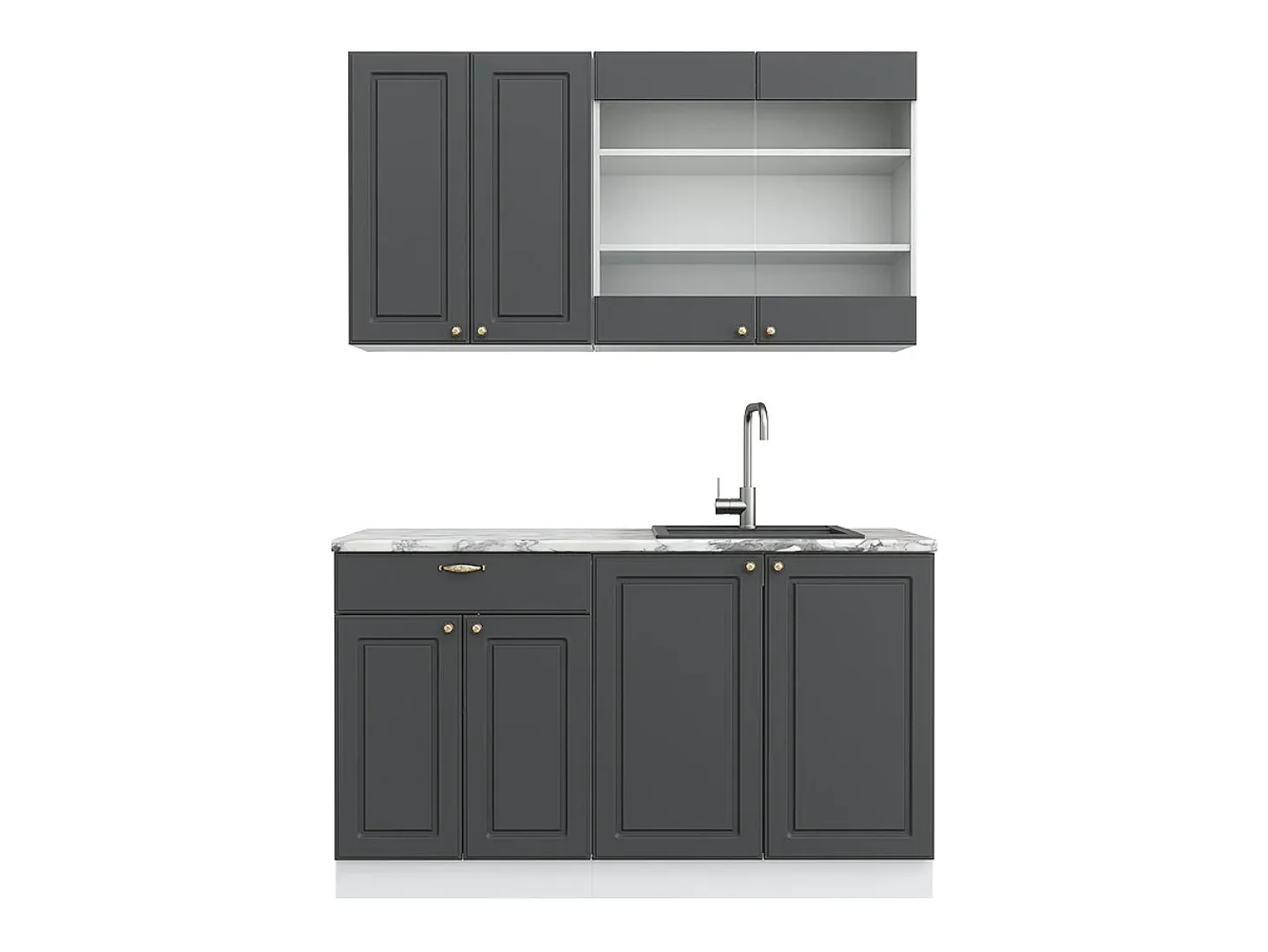 Cocina para solteros antracita-oro/blanco 140x60x81.6 fame-line