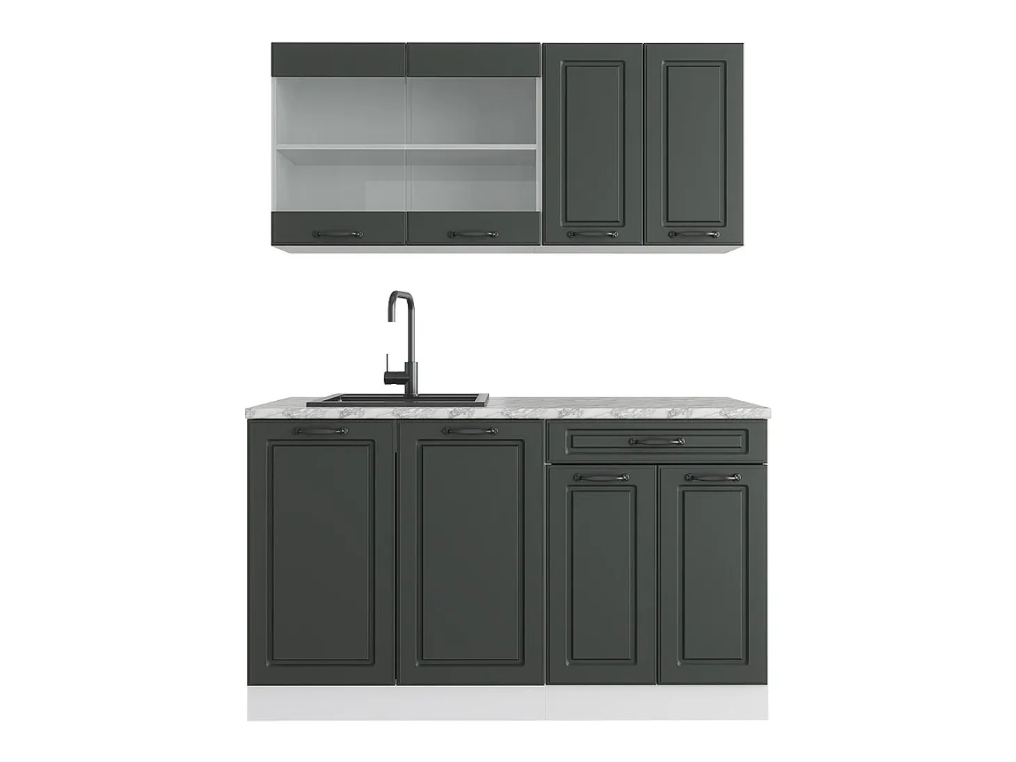 Cocina para solteros antracita casa de campo/blanco 140x60x81.6 r-line
