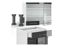 Cocina para solteros antracita brillo intenso/blanco 140x60x81.6 fame-line