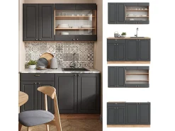 Cocina para solteros antracita casa de campo/roble kraft dorado 140x60x81.6 fame-line