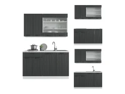 Cocina para solteros antracita casa de campo/blanco 140x46x81.6 fame-line