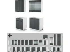 Cocina para solteros antracita casa de campo/blanco 140x46x81.6 fame-line