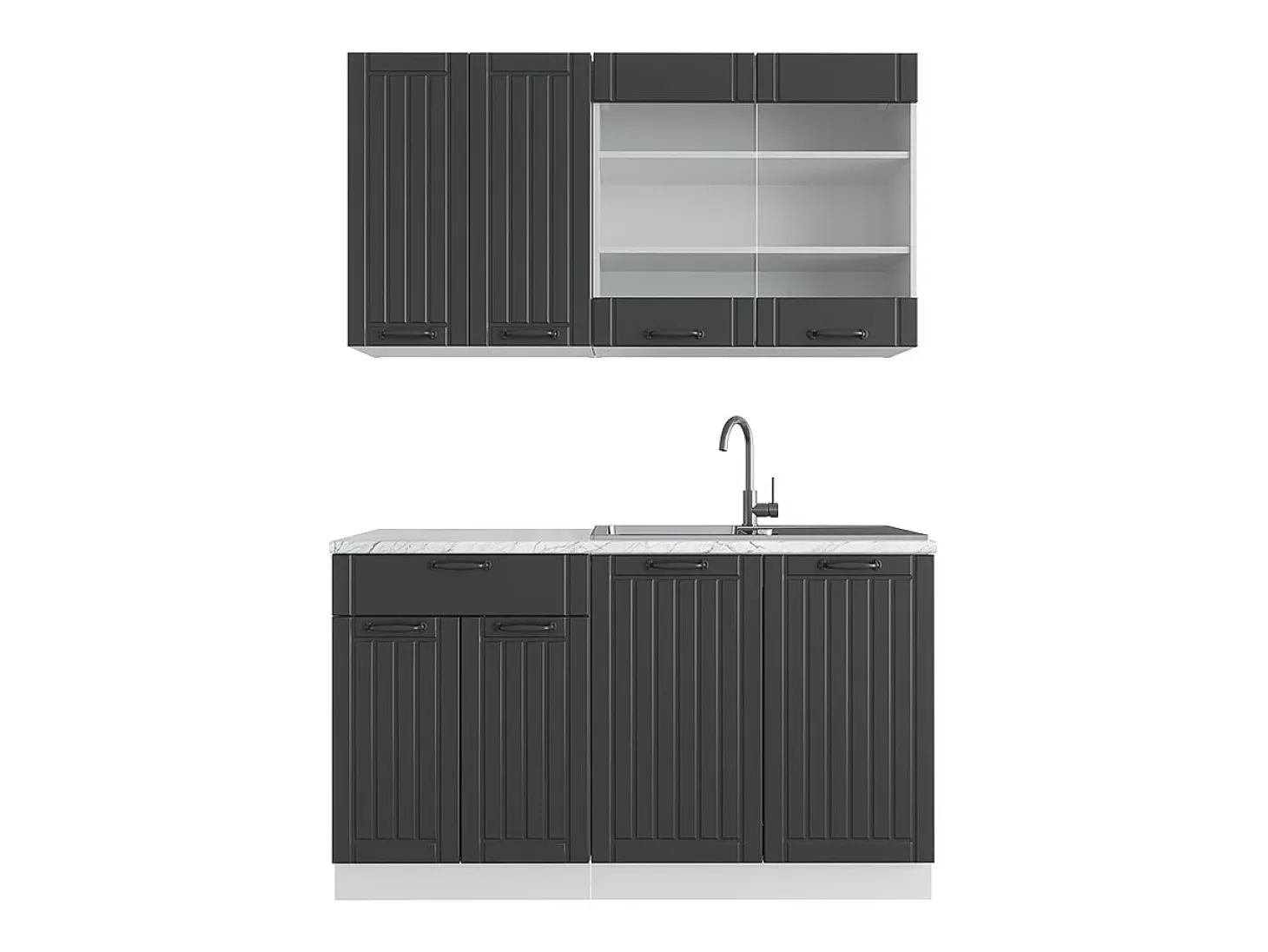 Cocina para solteros antracita casa de campo/blanco 140x46x81.6 fame-line