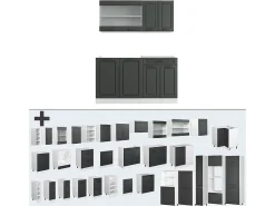 Cocina para solteros antracita casa de campo/blanco 140x46x81.6 r-line