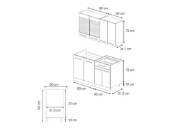 Cocina para solteros antracita-oro landhaus 140x60x81.6 fame-line